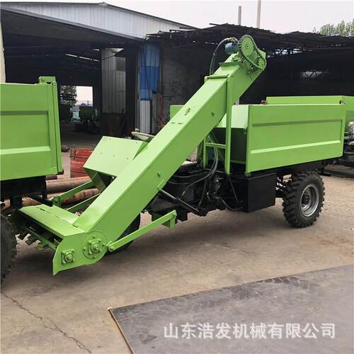 三轮式牛棚内刮板式铲粪车两立方自卸式运粪车畜牧场粪污清理设备