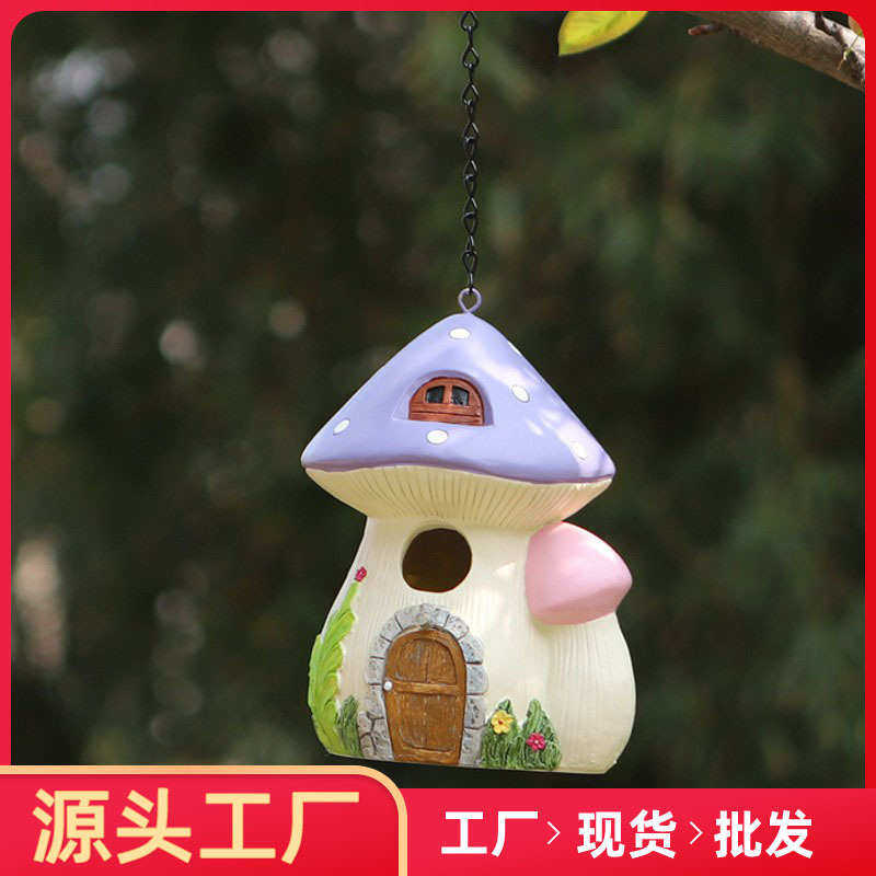 树脂鸟窝鸟屋鸟舍户外悬挂式庭院花园装饰喂鸟器摆件树脂工艺品