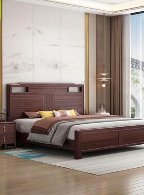 新款2025新中式现代简约全实木双物人型WMI户大床高箱储大小主卧