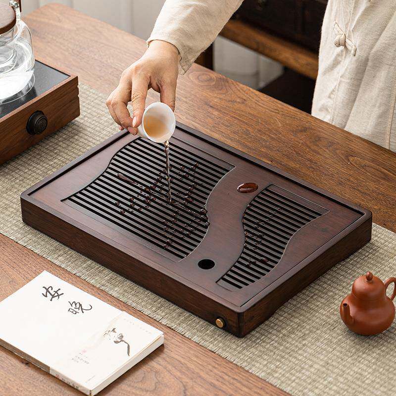 德化陶瓷【茶盘】排蓄两用/竹木/雅颂/茶台/高密度/轻便茶/拆分式