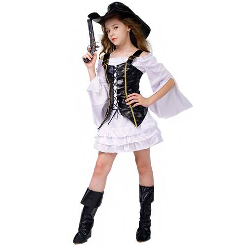 六一节女童海盗派对服装cosplay 万圣节儿童小女海盗角色扮演服装
