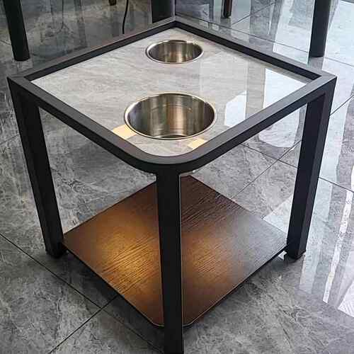 麻将机专用茶几茶水架扇形岩板棋牌室麻将馆小边几置物架茶水桌