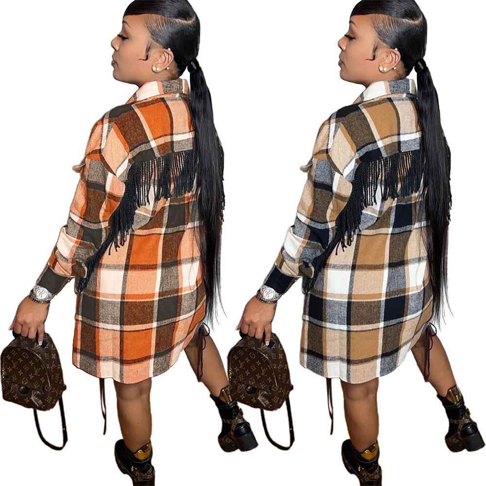 woolen plaid shirts womens blouses autumn long lady tops