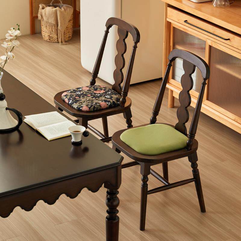 美式餐椅实木软包靠背椅法式覆古单人椅子休闲椅设计师中古风家用