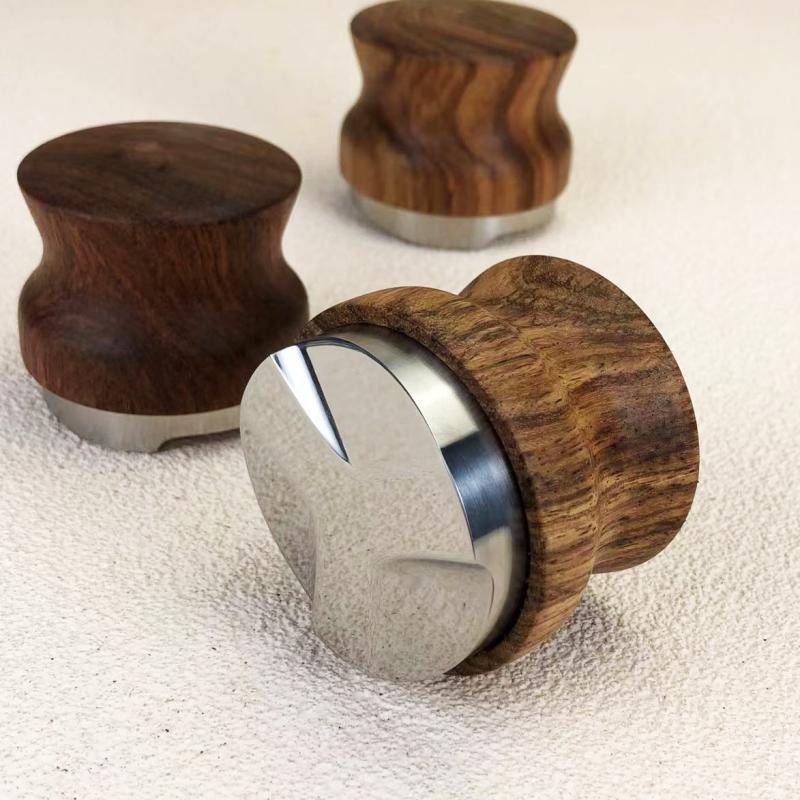 花梨木咖啡布粉器304不锈钢三浆压粉器可调节粉锤填压51/58mm