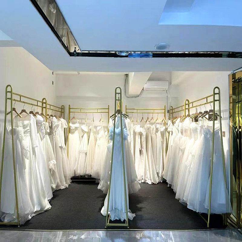 金色婚纱店展示架照相馆专业礼服旗袍架子高档落地式秀禾服挂衣架