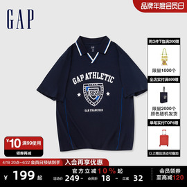 gap男女装2024夏季纯棉，logo短袖t恤翻领polo衫运动球服885849