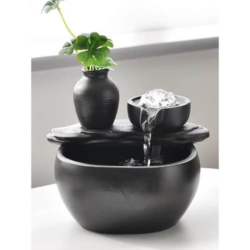 升级版USB蓄电池充电流水摆件不插电流水摆件自动循环流水摆件