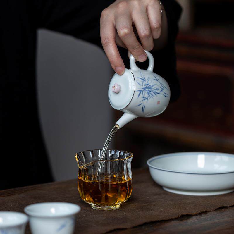 纯绘容日式月茶容月壶壶仿古手陶瓷家用工办公泡茶壶单手壶带过滤