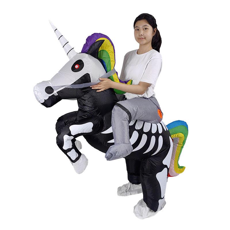 万圣节骑行骷髅鬼动物坐骑玩偶道具天鹅火烈鸟独角兽排骨龙金刚充