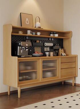 实木餐边柜一墙储物柜餐高柜简约厅现代茶水体柜洞ZJN洞板客靠厅