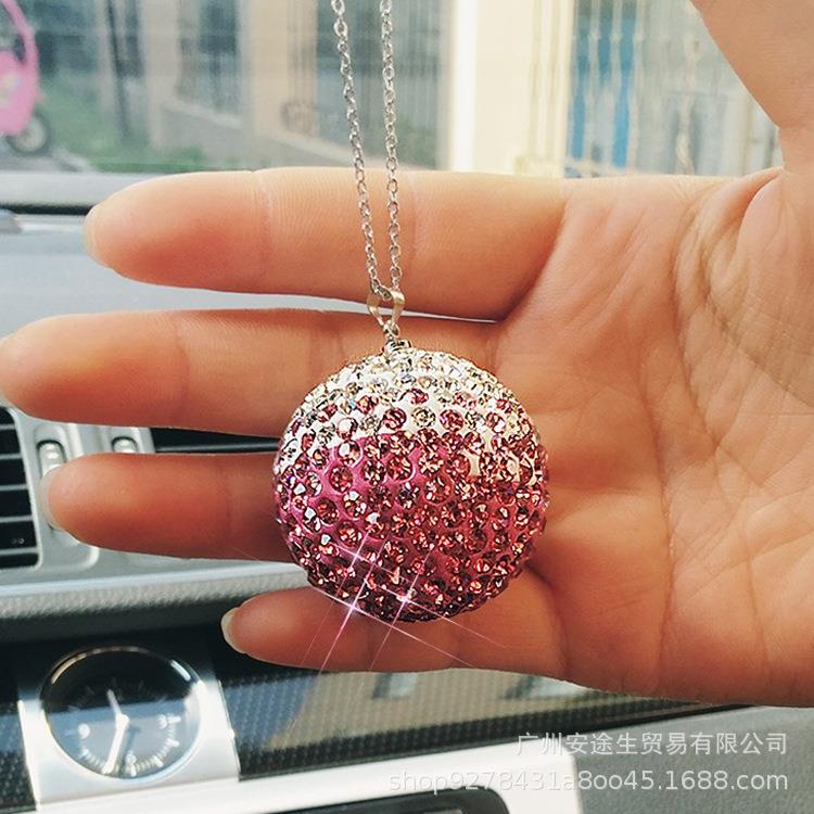 汽车挂件镶钻小圆球车载挂饰用品满钻水晶钻球吊坠个性
