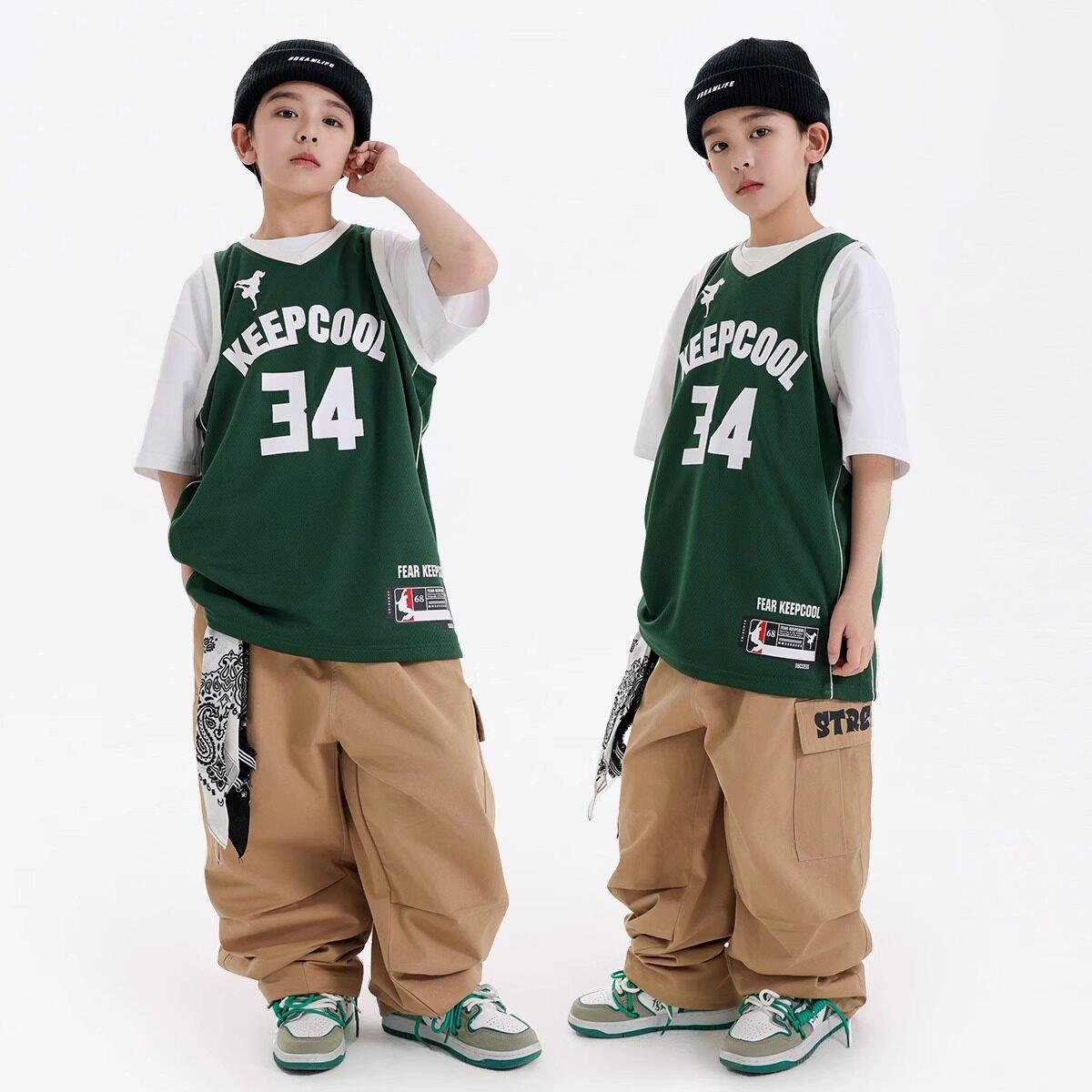 儿童街舞嘻哈宽松潮款套装演出服男童hiphop幼儿练功服舞蹈表演服
