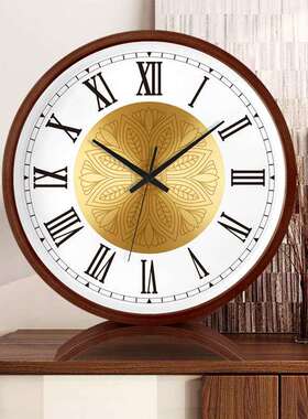实木静音座创尚意时台式钟钟表客厅钟家用时LLB桌面摆件大号北欧
