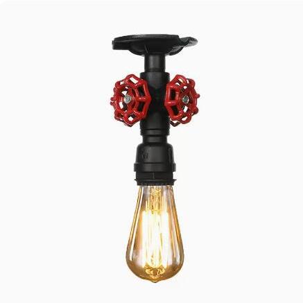 跨境美式乡村单头复古铁艺小水管吊灯工业风酒吧楼梯吊灯具