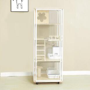 香港包邮猫笼猫别墅家用猫砂盆一体大型室内实木猫柜豪华全景玻璃