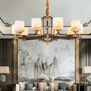 新中国式 云石吊643灯全铜客简灯具中风约大气书房厅卧室餐厅大厅