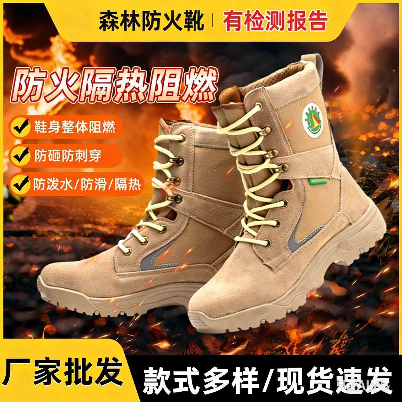 森林防火鞋消防作战靴防砸防刺穿消防靴国标耐磨救援靴阻燃男防护