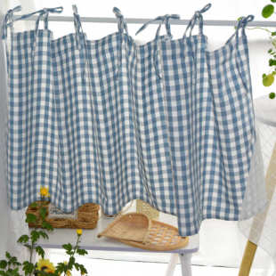 帘格子手工帘杂物书房门帘批发宿舍间风装 饰窗帘短系带p616半田园