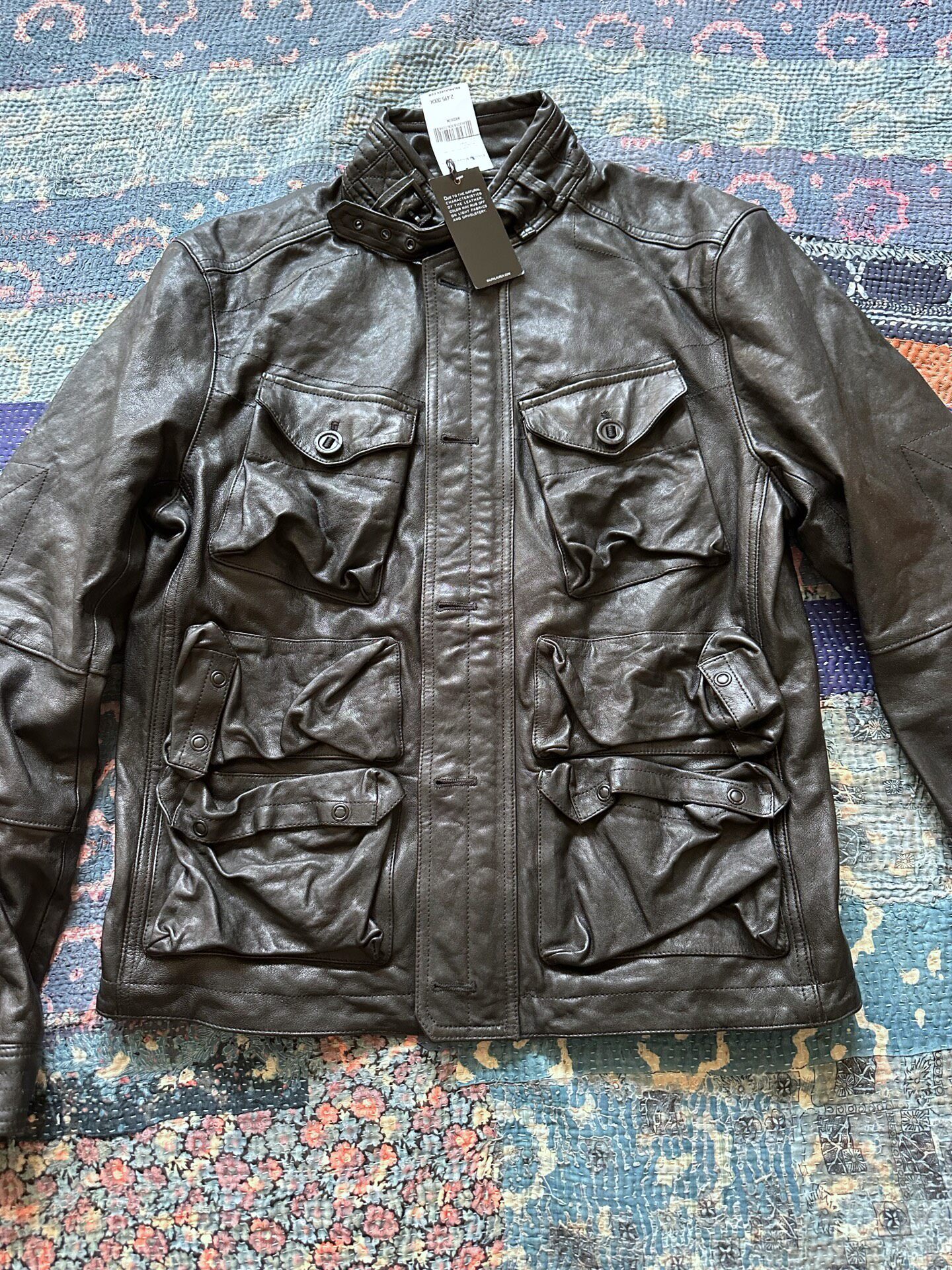 Ralph Lauren Black Straight Zip Leather Jacket