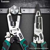 拓森十合一电工钢丝钳多功能剥线钳尖嘴钳剪钢丝压线家用电工钳子