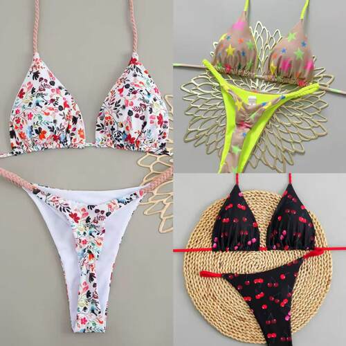 Bikini strap swimsuit women's braided rope small