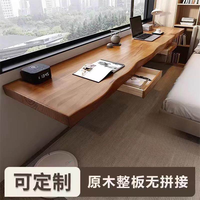 一字窄长条桌子可折叠墙上桌子悬空书桌壁挂式飘窗书桌实木吧台桌