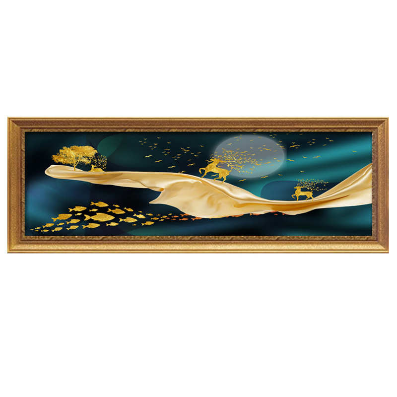 欧式床头卧室装饰画墙画客厅房间挂画大气轻奢沙发背景墙壁画麋鹿图片
