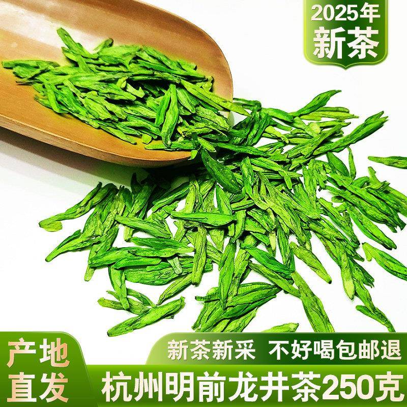 2025年新茶杭州明前龙井茶春茶一芽两叶正宗豆香高山茶叶绿茶250g