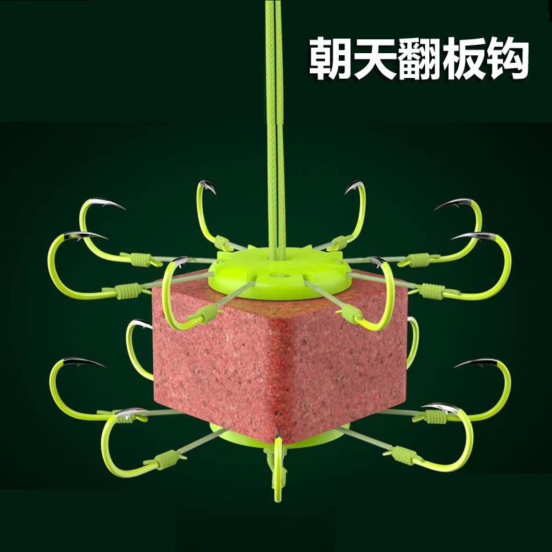 翻板钩朝天钩爆炸钩鱼钩伊势尼荧光钩盒装翻板方块饼钩
