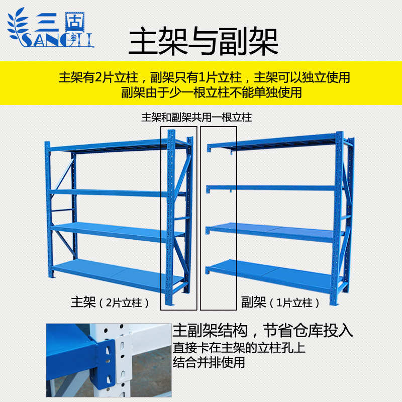 三固中型货架仓储货架家用货架仓库货架展示架置物架库房货架