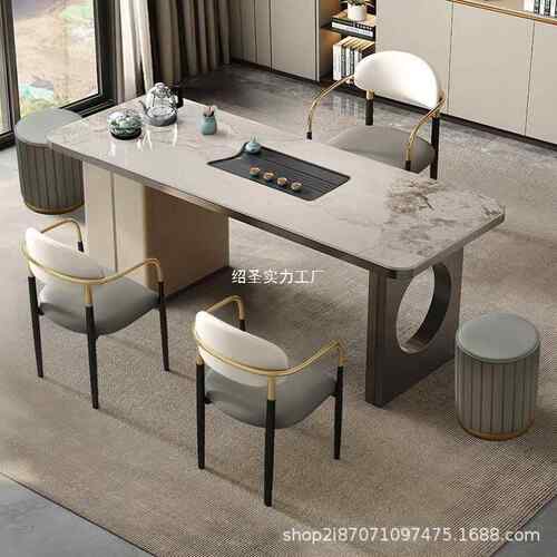 岩板FVP茶桌椅组合意式轻奢客公茶台现代家简厅约阳台用烧水壶办