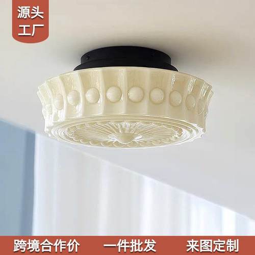 中古风餐厅吧台卧室吊灯 老上海洋房过道法式复古海派玻璃吸顶灯