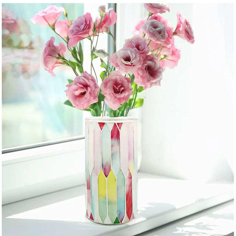 直客花瓶马赛克曲线银白身餐厅装饰家居时尚diy纯手工新款玻璃