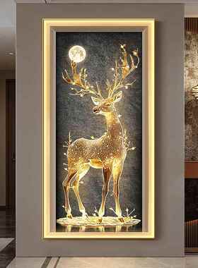 福鹿生财进门玄关装饰画轻KFE奢挂发走廊入过道壁画灯高档大气户