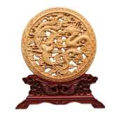 崖柏木雕刻鸳鸯戏水摆件 实木镂空圆雕龙凤呈祥办公开业工艺礼品