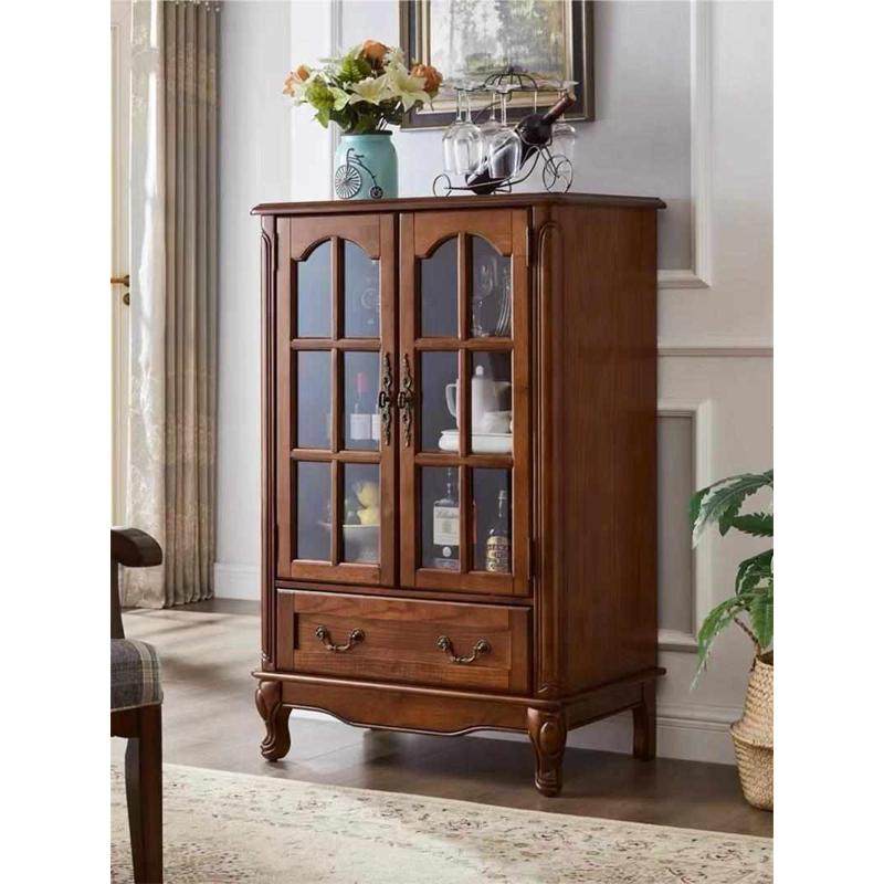 美式乡村全实木酒柜客厅靠墙收纳储物柜单门碗碟茶水柜矮酒柜展示,住宅家具,酒柜,淘宝优惠券,粉丝福利购,淘宝优惠卷