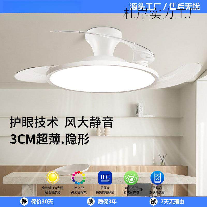 隐形风扇灯2025新款吊扇灯卧室餐厅带灯扇一体吸吊两用超薄电风扇