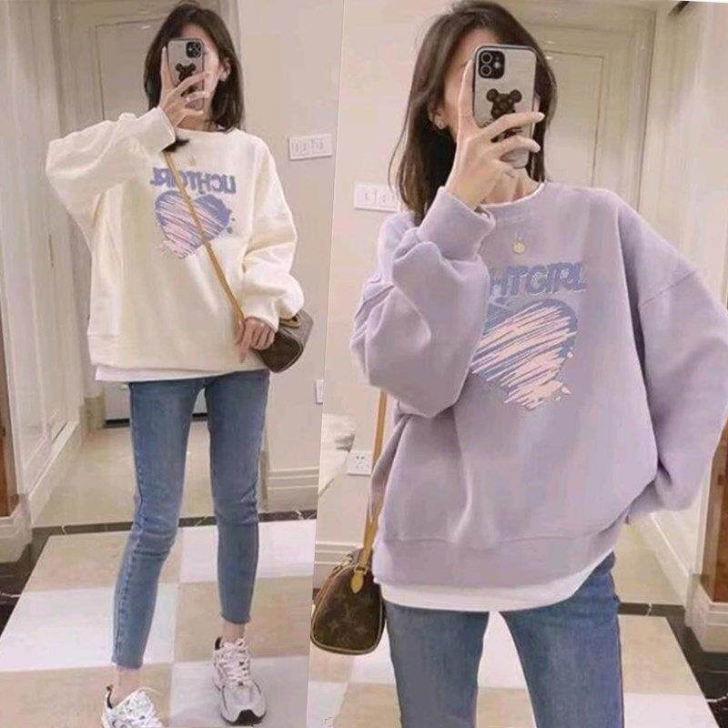 孕妇上衣春秋款2025新款小个子卫衣女秋冬装套装外穿秋季假两件套