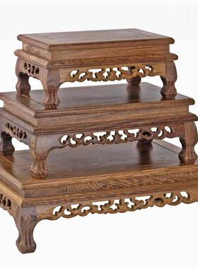 实木摆件木质底座奇玉石头花盆景紫砂壶鸡翅木长方形底托木座