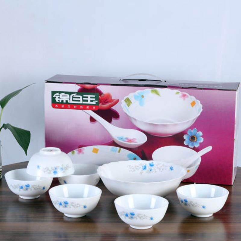 锦白玉碗7件套餐具套装 会销 玻璃餐具 白玉碗 米饭碗汤碗礼品
