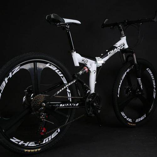 DLANT折叠自行车26寸变速山地车24/26寸双减震碟刹软尾一体轮单车