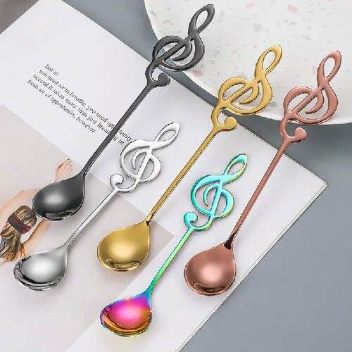 304 Stainless Steel Musical Notes Coffee Spoon Stirring Cup
