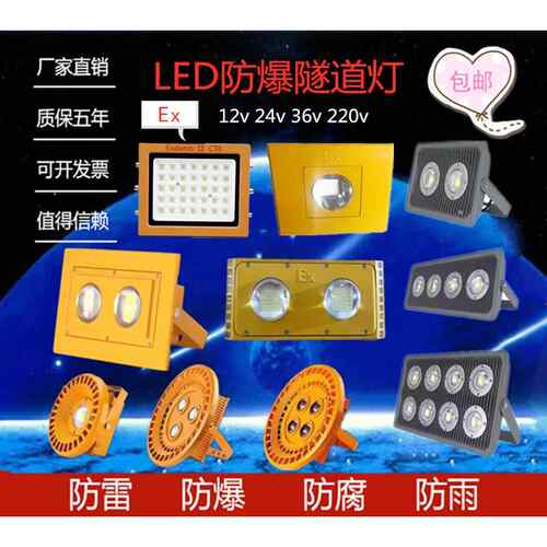 led防爆灯低压隧道灯50W80W100W化工厂灯加油站灯150W200W工矿灯
