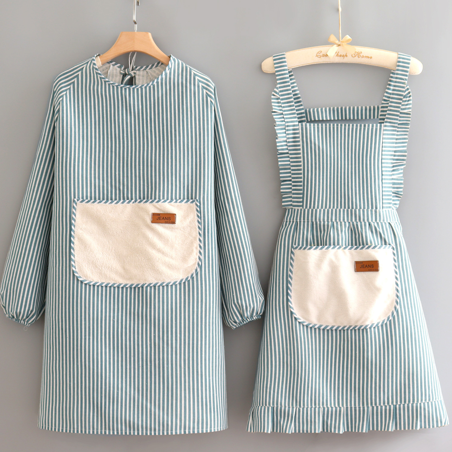 工作服可爱帆布长袖一次性围裙