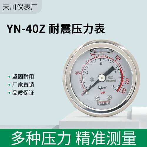 YN40Z轴向耐震压力表40mm表盘螺纹M10*1 1/8 1/4油压液压表STCIF