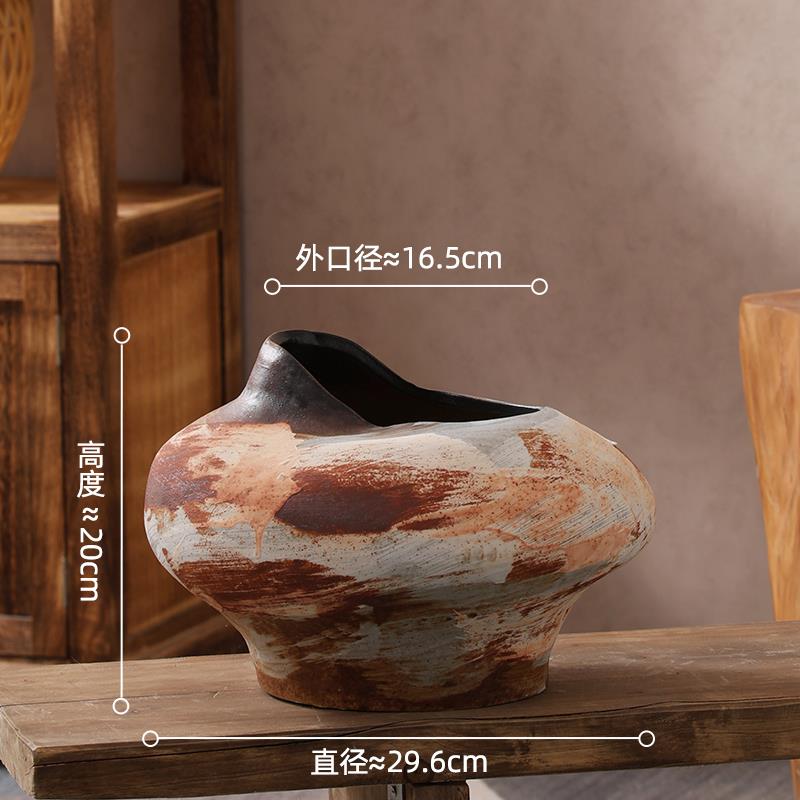 正品景德陶瓷镇花瓶覆古摆件花客器厅鲜装饰中古诧寂风花器插花干