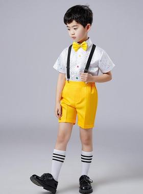 正品六一纱儿童演出服唱幼儿园童舞蹈女蓬蓬裙合表演裙黄色亮片公