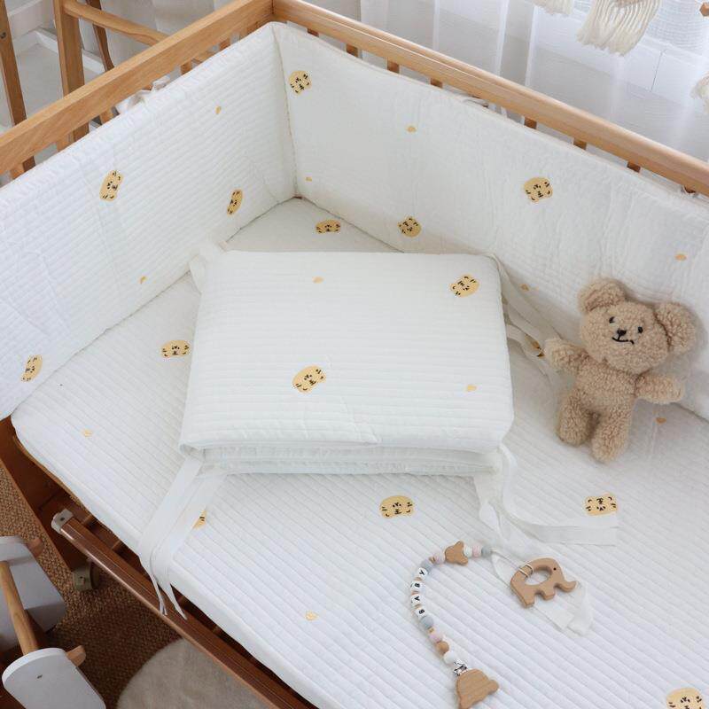 婴儿床床围初生宝宝床品套件纯棉韩式绗缝刺绣可拆洗新生儿防撞围
