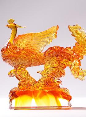 高档璃凤琉凰家居蜜摆件装饰品闺女性结品婚礼物凤舞九天工艺婚庆